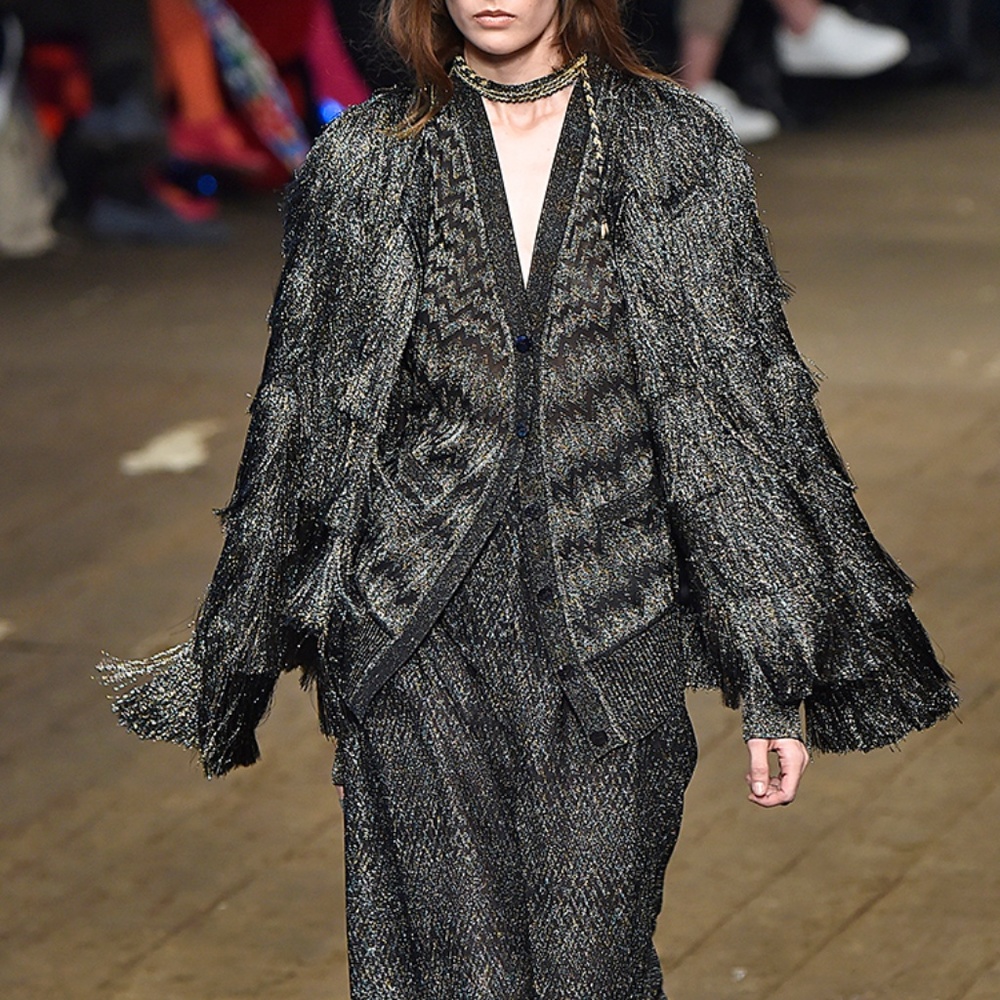 Missoni Charcoal Tiered Fringe Lamé Jacket